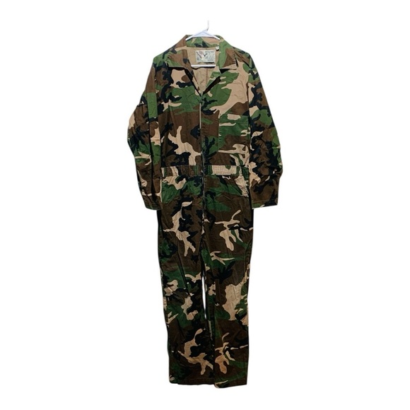 Men’s Vintage Duck Bay Button Front Camouflage Coveralls Sz Medium - Picture 2 of 4